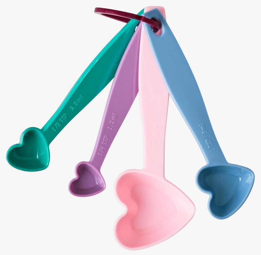 Måttsats Heart Shape Set/4 från Rice i färgglada hjärtformer