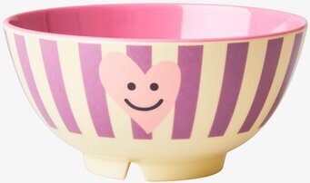 Skål Heart Print från Rice med hjärta och randig design