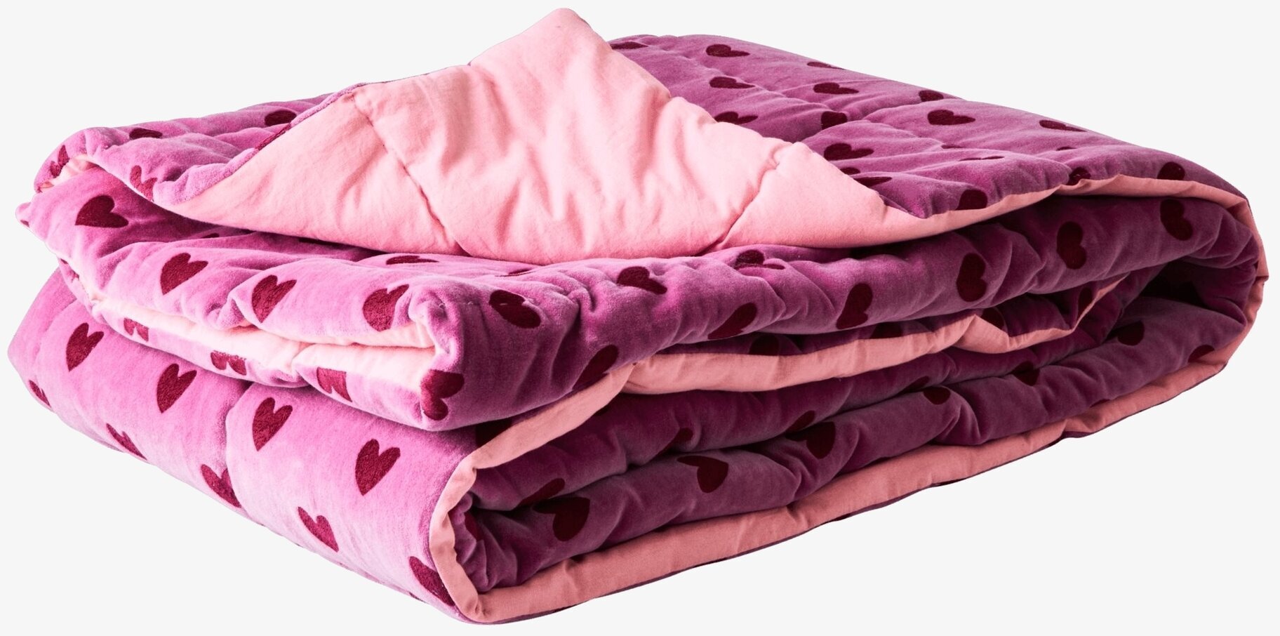 Quilt Hearts Purple/Maroon från Rice med hjärtmönster