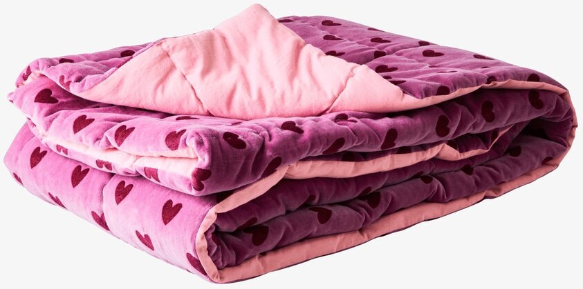Quilt Hearts Purple/Maroon från Rice med hjärtmönster