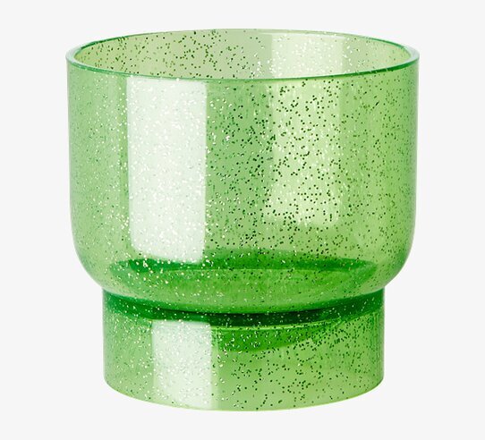 Plastglas Glitter Grön från Rice med grön färg och glitter
