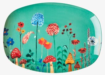 Tallrik Flower Collage Print från Rice med blommor och svampar