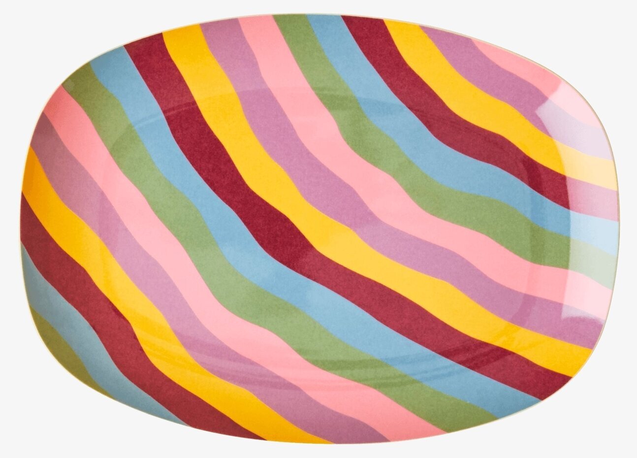 Liten Tallrik Funky Stripes Print från Rice med färgglada ränder