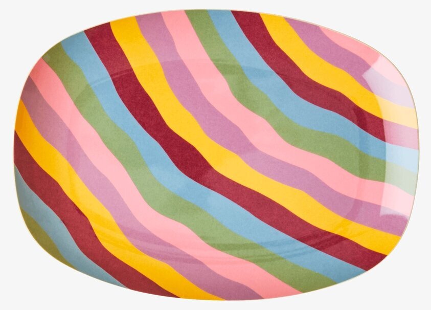 Liten Tallrik Funky Stripes Print från Rice med färgglada ränder