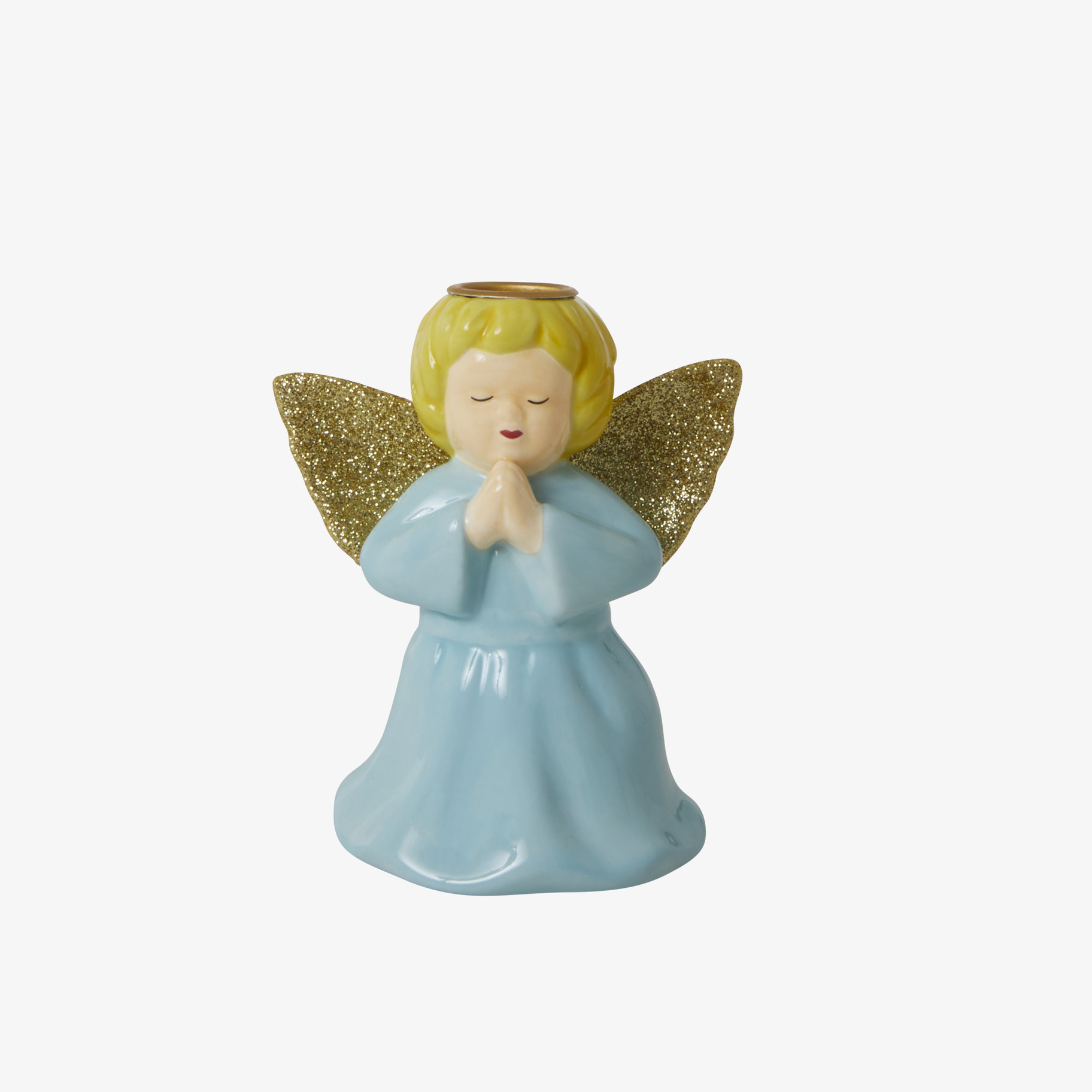 Ljushållare Ängel Blå Liten från Rice med gyllene vingar
