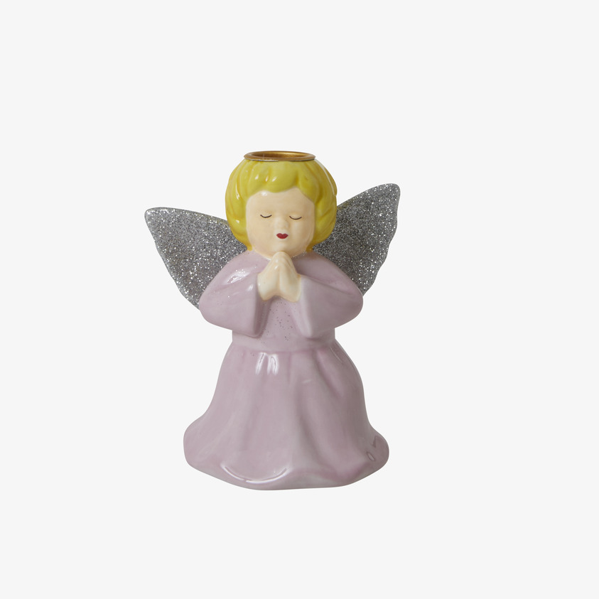 Ljushållare Ängel Rosa Liten från Rice i keramik med glitter