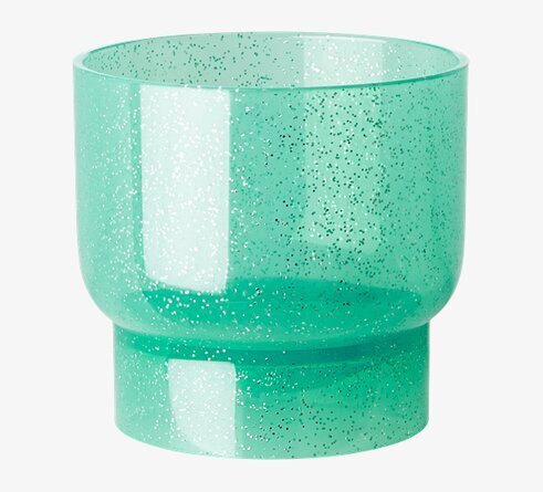 Plastglas Glitter Turkos från Rice med glittereffekt