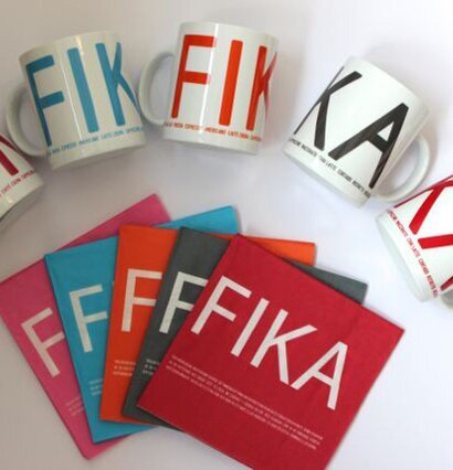 Servetter FIKA Grå från I Love Design med matchande muggar