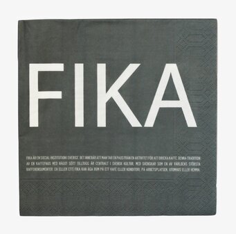 Servetter FIKA Grå från I Love Design med vit text