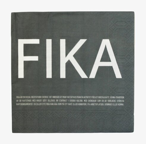 Servetter FIKA Grå från I Love Design med vit text