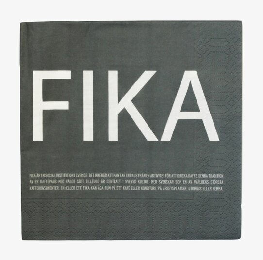 Servetter FIKA Grå från I Love Design med vit text