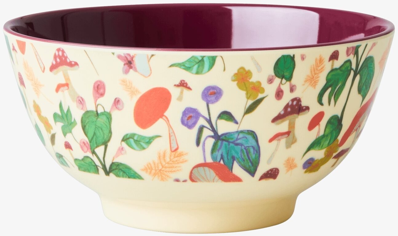 Skål Mushroom Print från Rice med färgglatt svampmönster