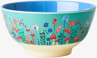 Skål Flower Collage Print från Rice med färgglada blommor
