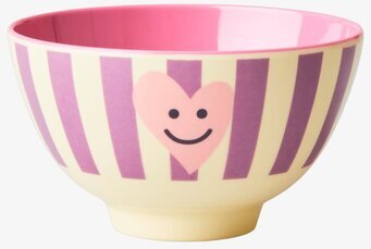 Liten Skål Heart Print från Rice med lila ränder och hjärta