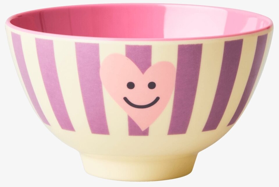 Liten Skål Heart Print från Rice med lila ränder och hjärta