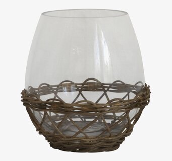 Ljuslykta Hurricane Medium från Chic Antique i glas och trä