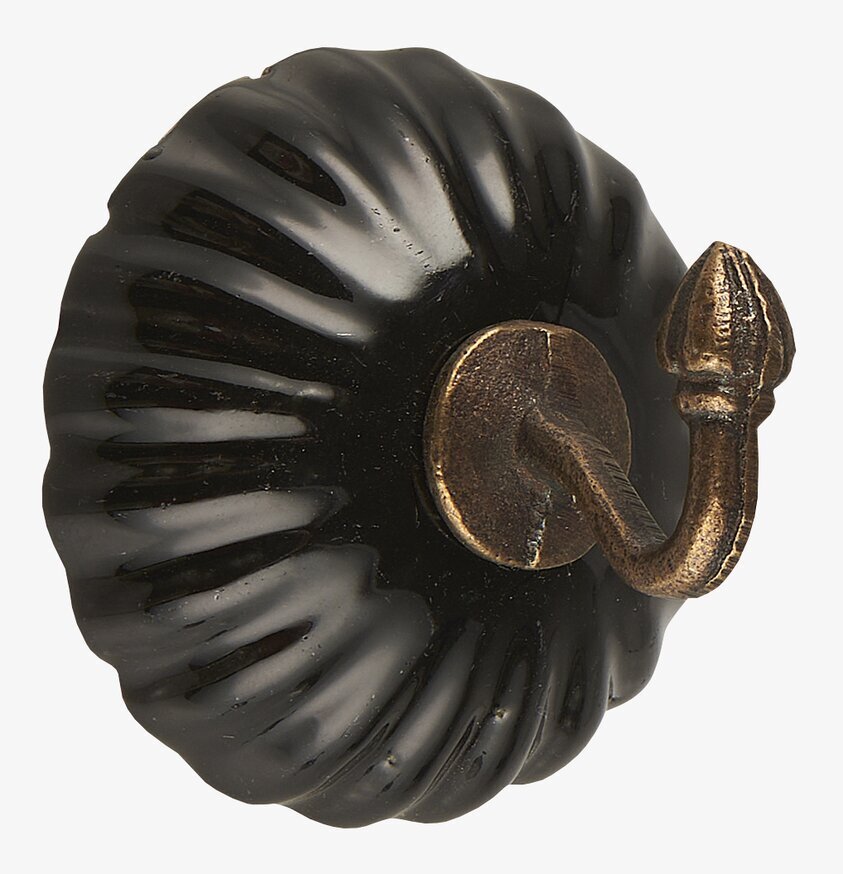 Väggkrok Keramik Svart från IB Laursen med mässingskrok