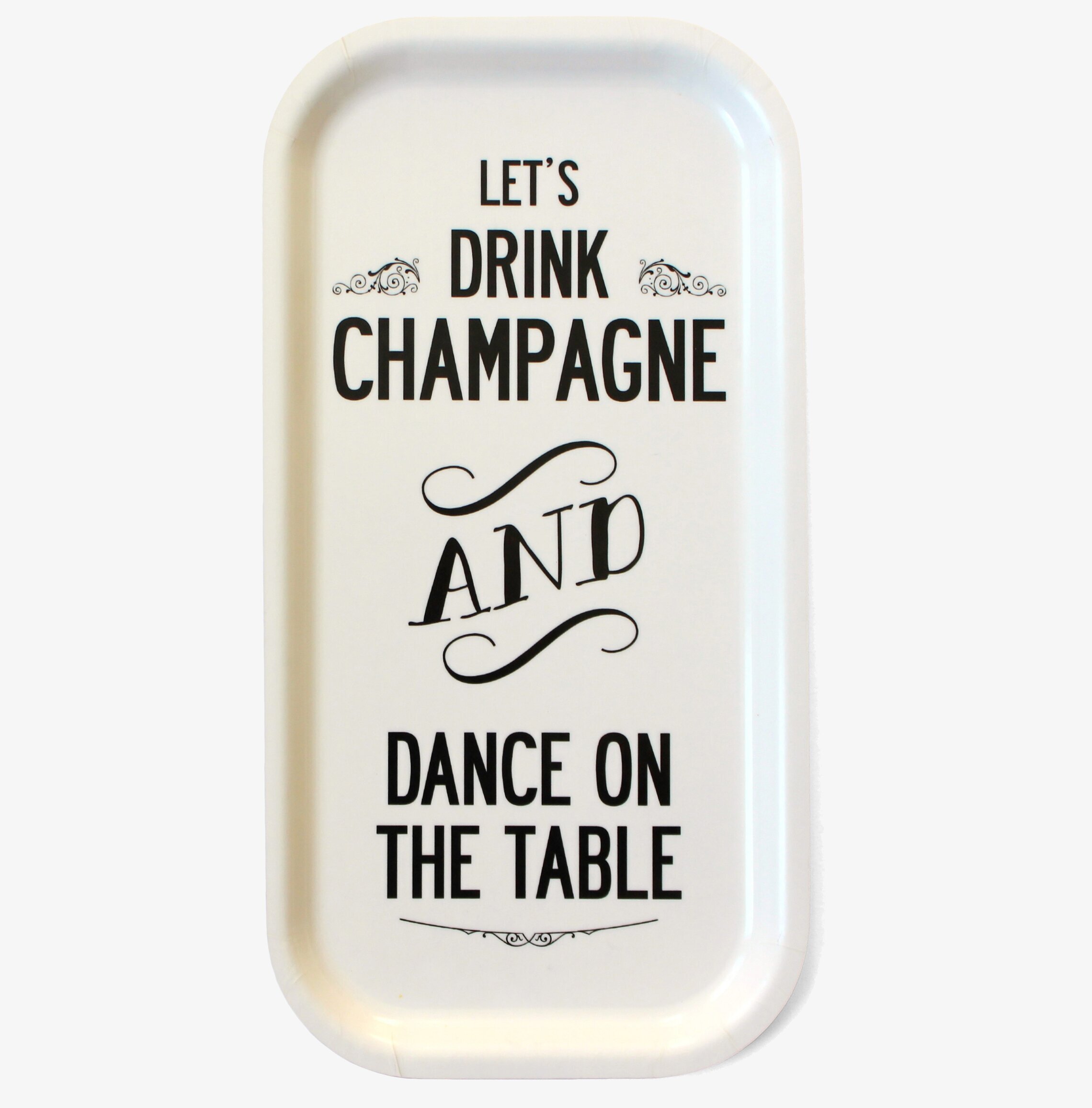 Bricka Champagne Vit från I Love Design med citat i svart