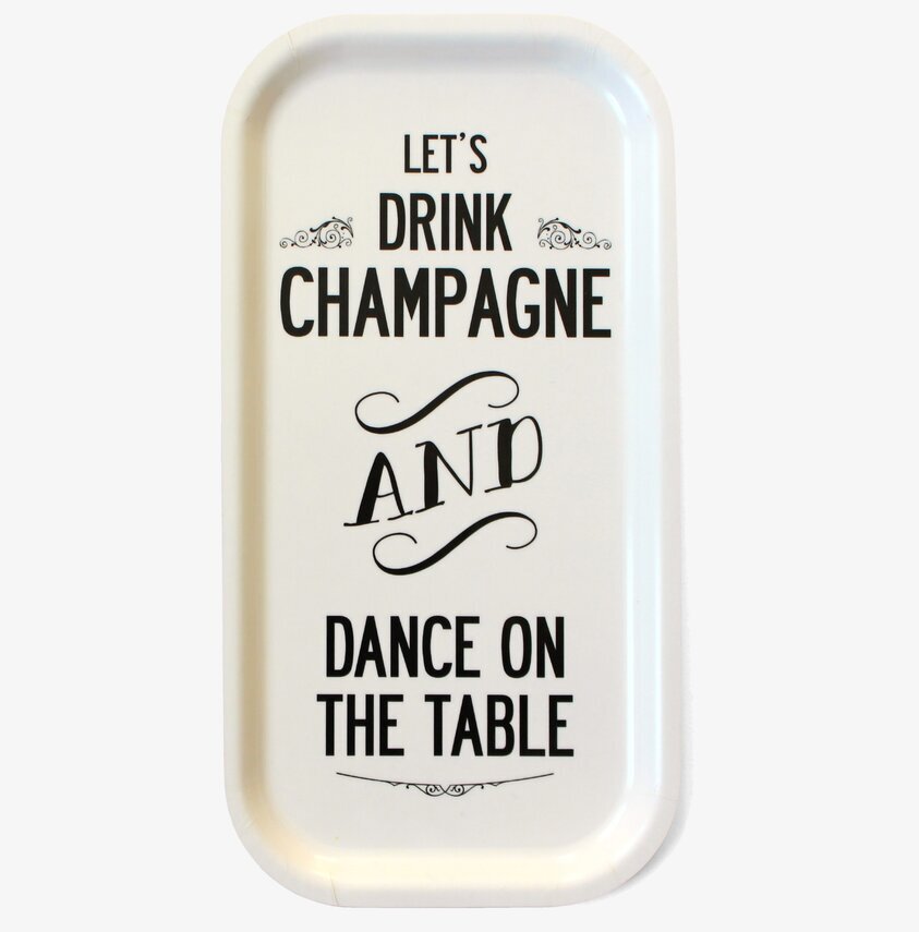 Bricka Champagne Vit från I Love Design med citat i svart