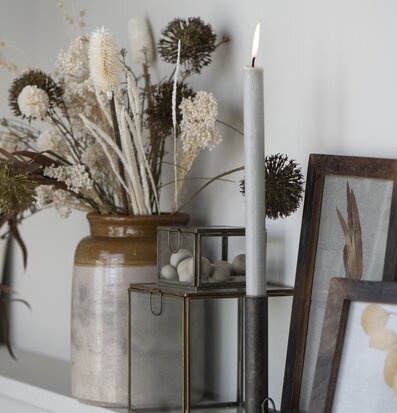 Stearinljus Askgrå Set/4 från IB Laursen i metallstake