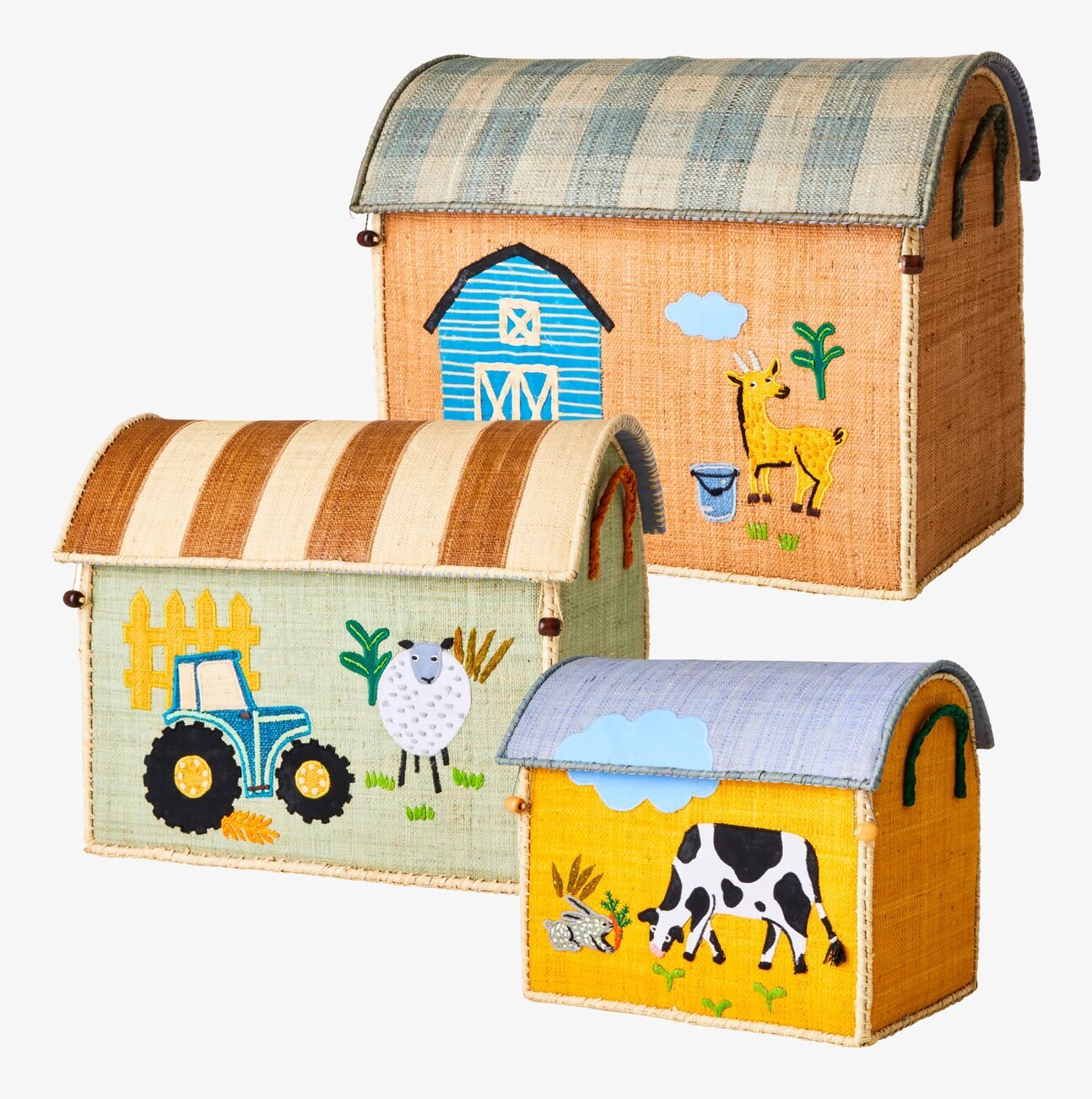 Förvaringshus Farm Theme från Rice med bondgårdsmotiv