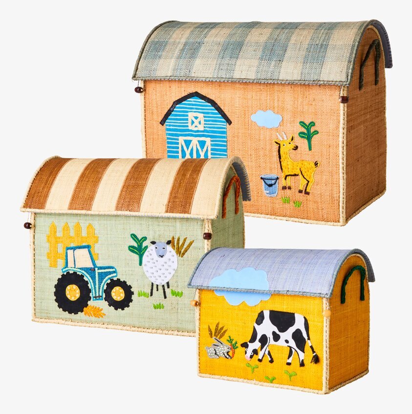 Förvaringshus Farm Theme från Rice med bondgårdsmotiv