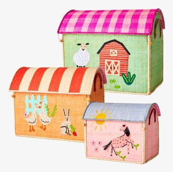 Förvaringshus Farm Theme Pink från Rice med lantgårdstema