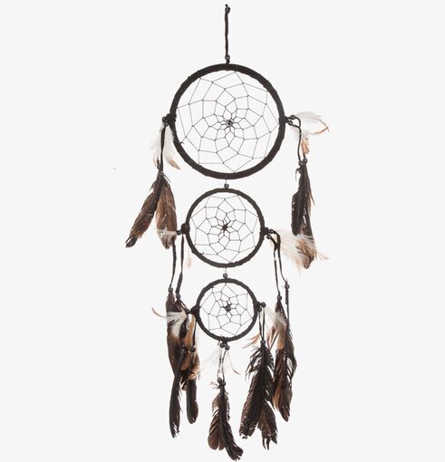 Drömfångare Trippel Svart från Different Design med fjädrar
