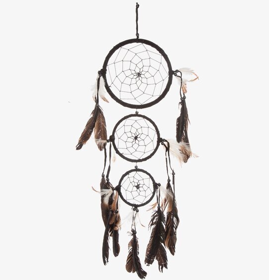 Drömfångare Trippel Svart från Different Design med fjädrar