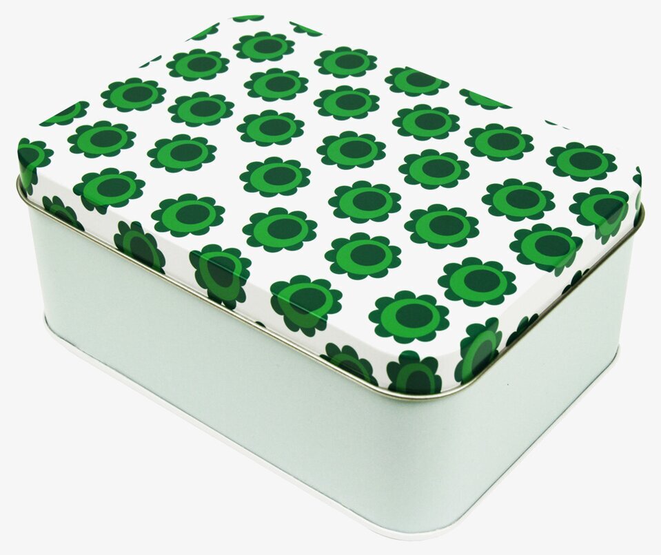 Mellanbox - Gröna blommor från Blafre, rektangulär plåtlåda
