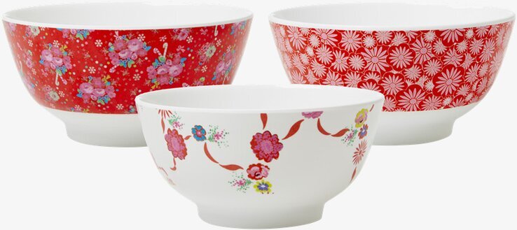 Tre färgglada skålar från Rice, Skål X-mas Girlang-serien