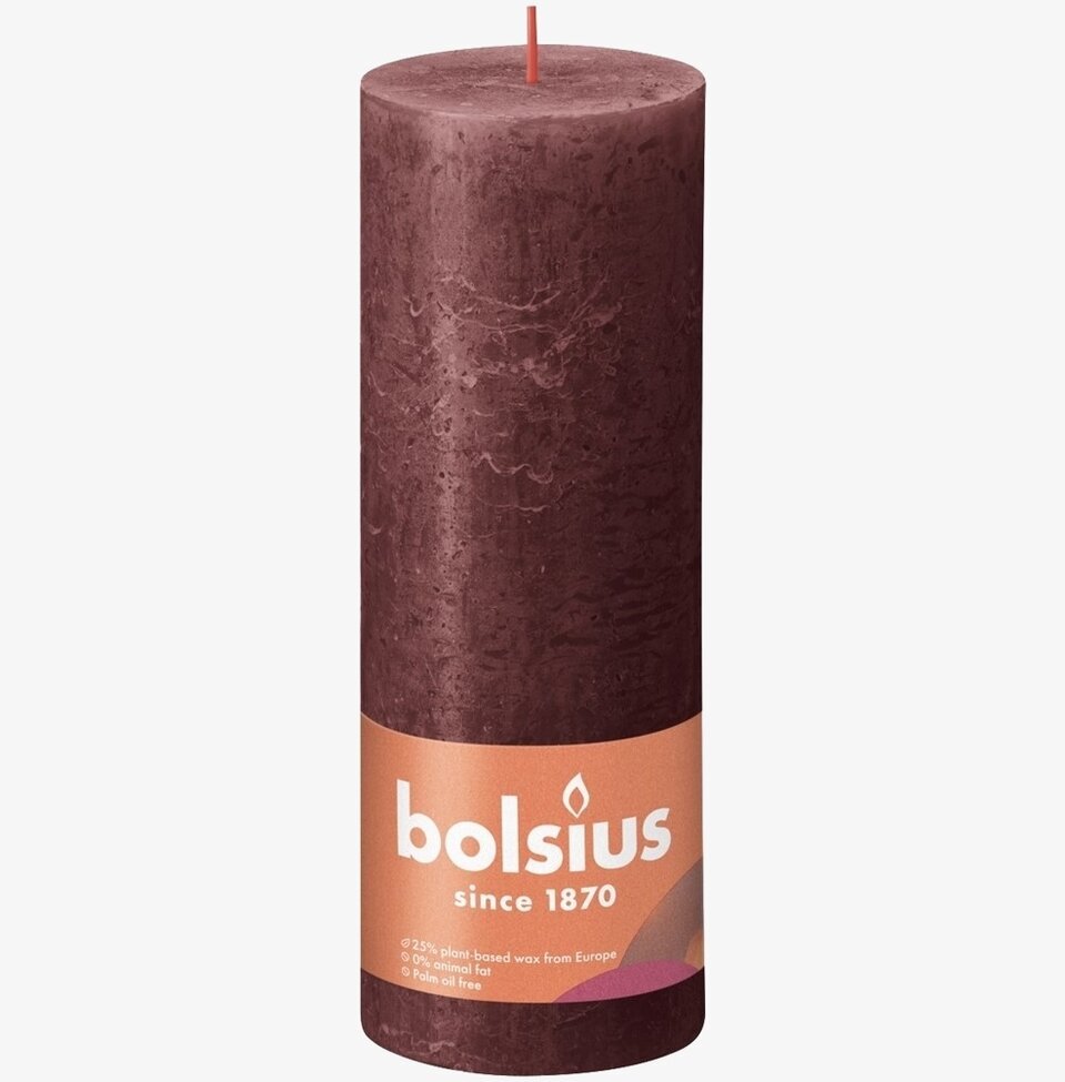 Blockljus 19cm Velvet Red från Bolsius i djup röd nyans