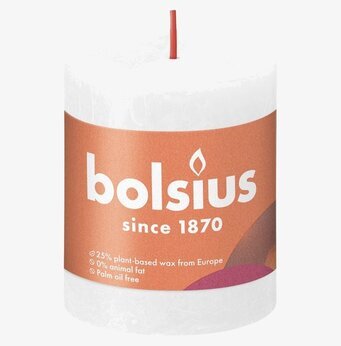 Blockljus 8cm Cloudy White från Bolsius med röd veke