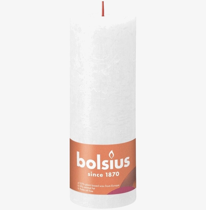 Blockljus 19cm Cloudy White från Bolsius på vit bakgrund