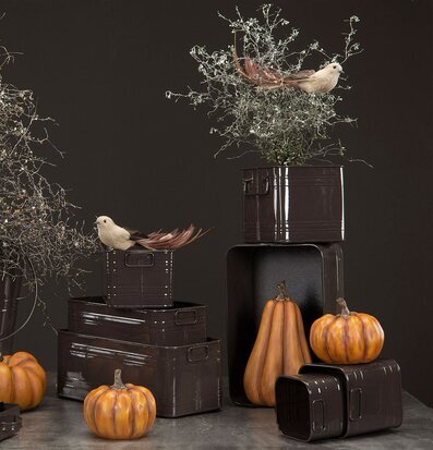 Pumpa Orange Avlång Poly från A Lot Decoration i höstmiljö