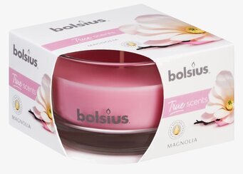 Bolsius Doftljus True Scents - Magnolia i rosa glasbehållare