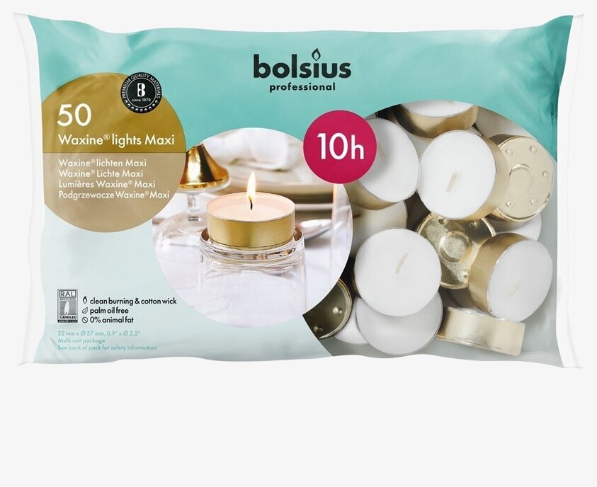 Bolsius Värmeljus Guld 50 St i genomskinlig plastförpackning