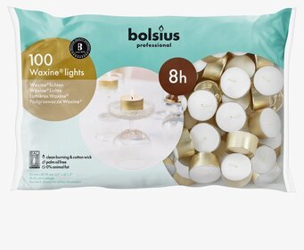 Bolsius Värmeljus Guld 100 St i turkos och vit förpackning