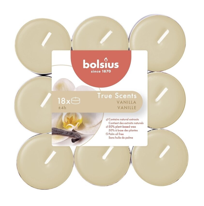 Värmeljus True Scents - Vanilj från Bolsius, 18-pack