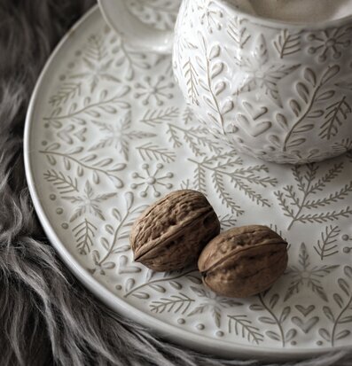 Tallrik Winter Heart - Majas Cottage, vit med vintermotiv