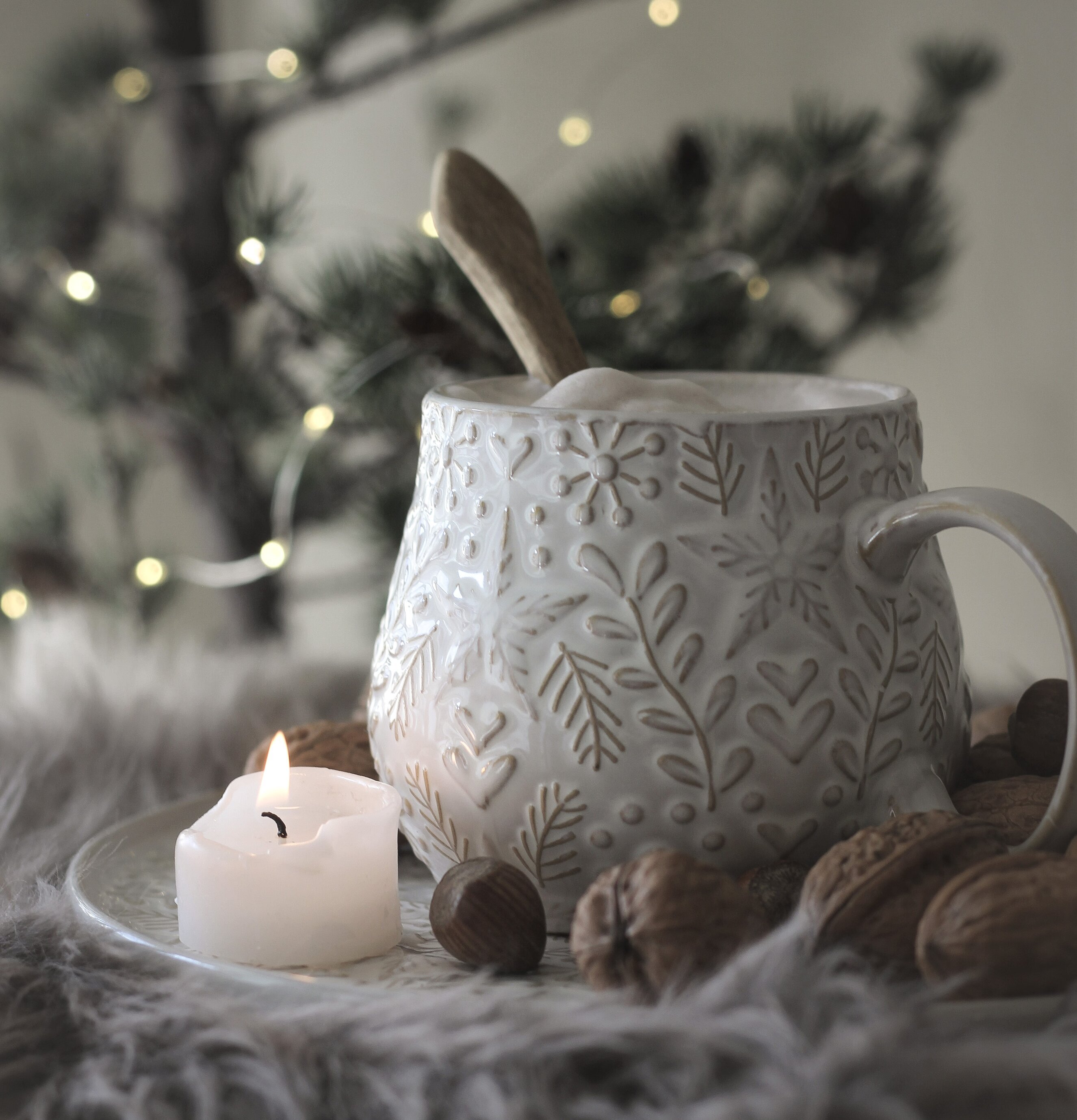 Mugg Winter Hearts - Majas Cottage med vintrig dekoration