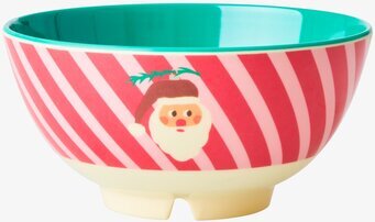 Skål Christmas Santa Print från Rice med julmotiv och ränder