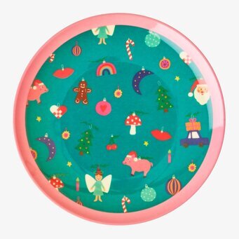 Desserttallrik Christmas All Over Print från Rice, julmotiv