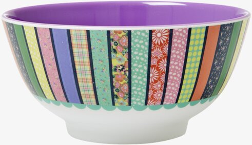 Skål randig från Rice med färgglada ränder och lila insida