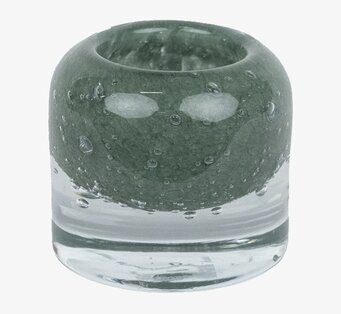 Foto av elegant mossgrön ljushållare i glas