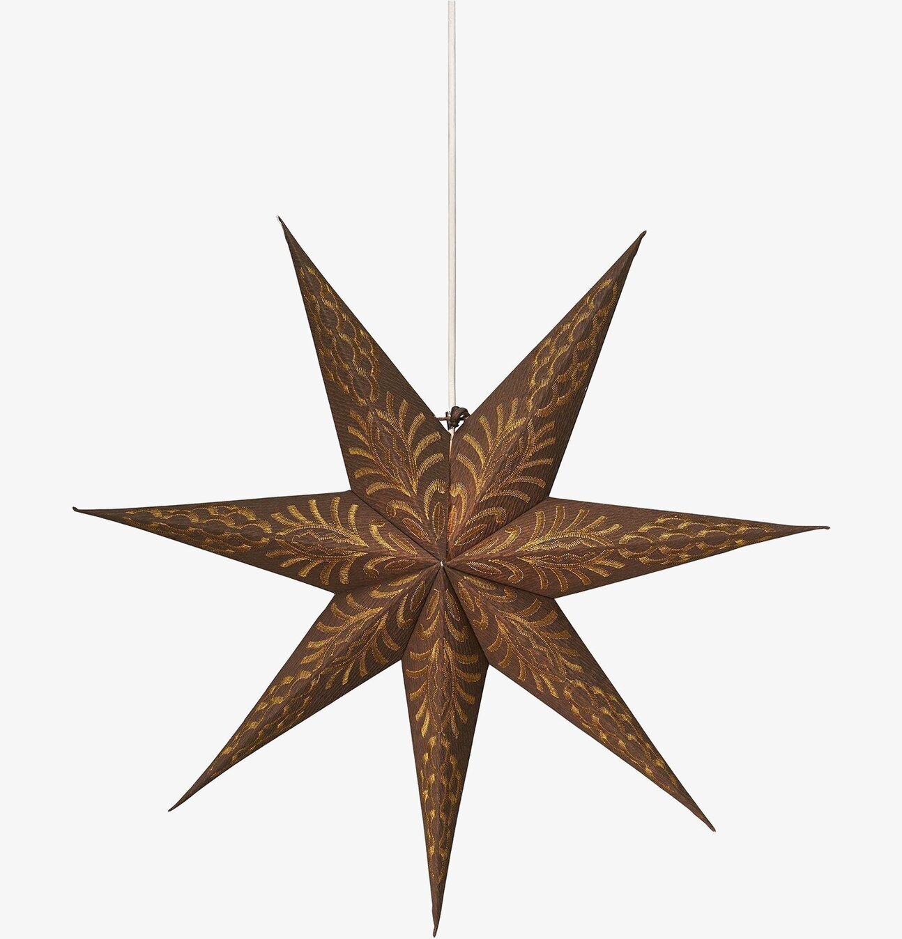 Julstjärna Celeste Star Brown/Gold från PR Home i fönstret