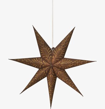 Julstjärna Celeste Star Brown/Gold från PR Home i fönstret