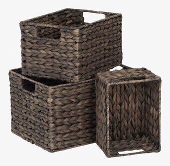 Förvaringskorg Braided Brown Small från Dixie, staplade korgar