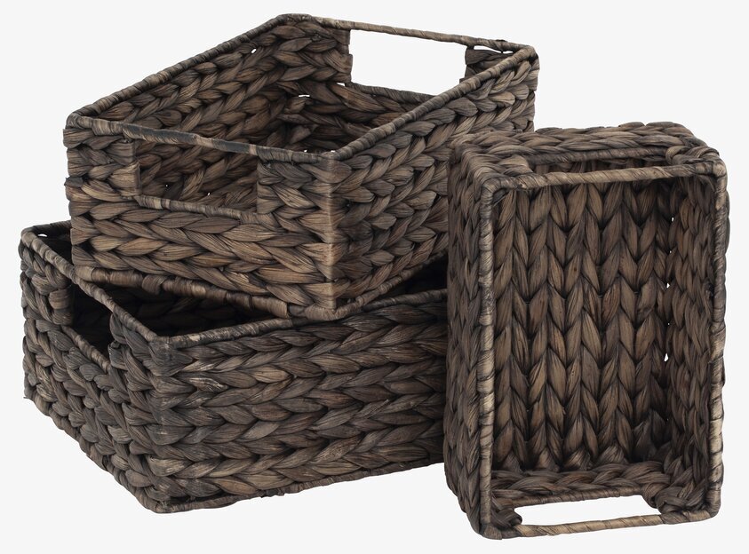 Förvaringskorg Braided Brown Mini från Dixie, staplade tre