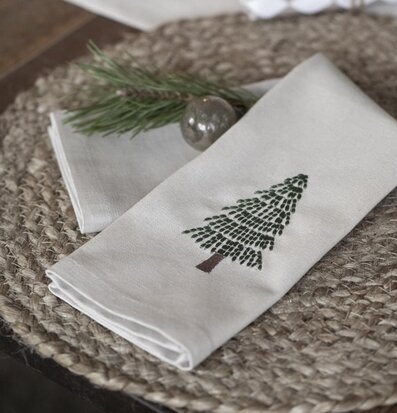 Tygservett Julgran från IB Laursen på dukat julbord